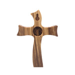 crucifix st. benedict wood olive wavy