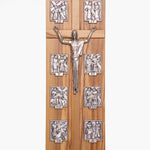 Crocifisso rettangolare in legno di ulivo stazioni - Galleria Mariana