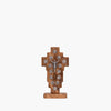 Crocifisso in legno di ulivo con stazioni rotonde della Via Crucis con base - Galleria Mariana
