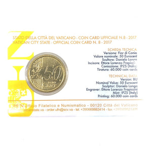 Retro Moneta da 50 centesimi di Euro del Vaticano anno di emissione 2017 - Galleria Mariana