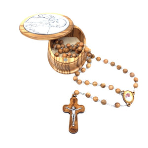 Olive wood rosary of Pope Francis with case in olive wood and silver - Galleria Mariana