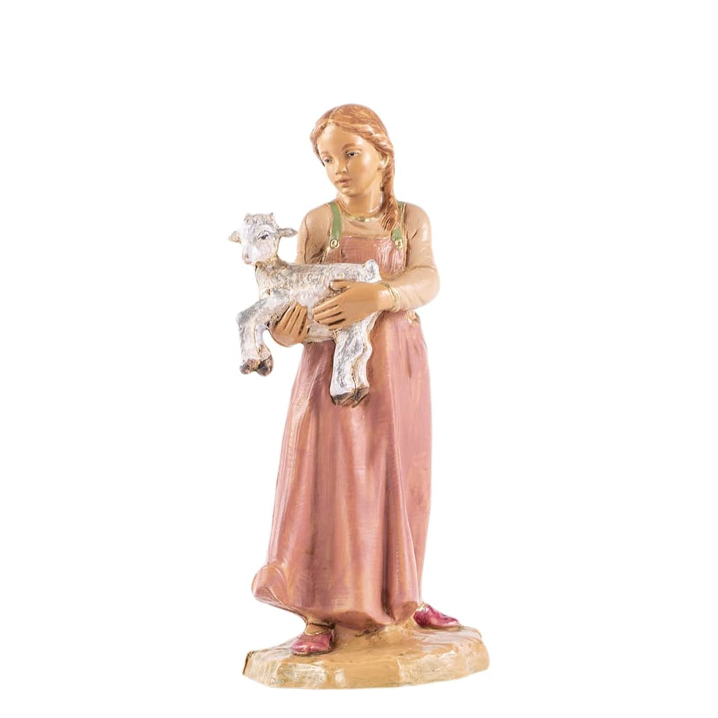 Bambina con pecora n. 390 per presepe Fontanini da 19 cm novità 2020 - Galleria Mariana