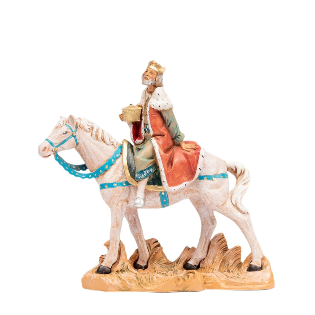 RE MAGI FONTANINI RE BIANCO SU CAVALLO MELCHIORRE 19 CM Fontanini