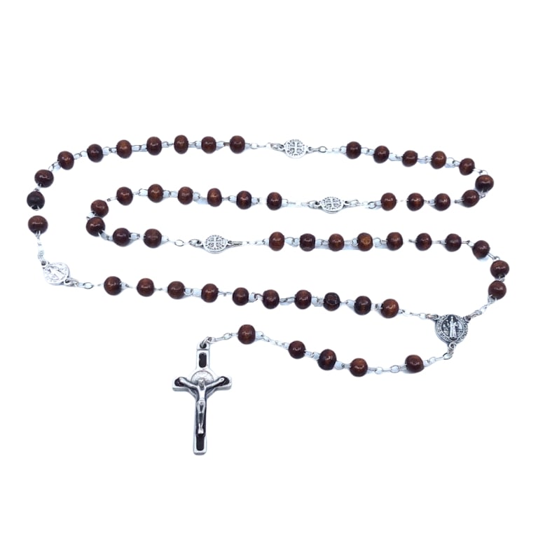 Saint Benedict rosary in olive wood - Galleria Mariana
